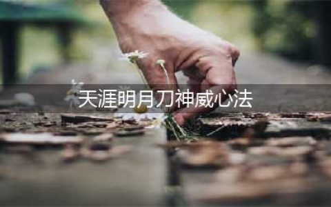 《天涯明月刀》神威心法怎么选择 神威心法搭配攻略