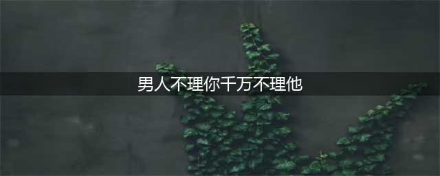 男人越不理你越要淡定(男人不理你千万不理他)